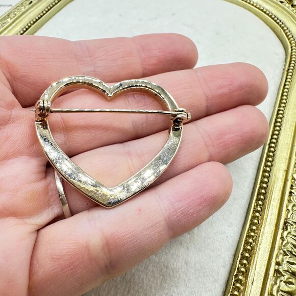 Vintage Jewelry Heart Rhinestone Brooch Pin - Picture 2 of 4